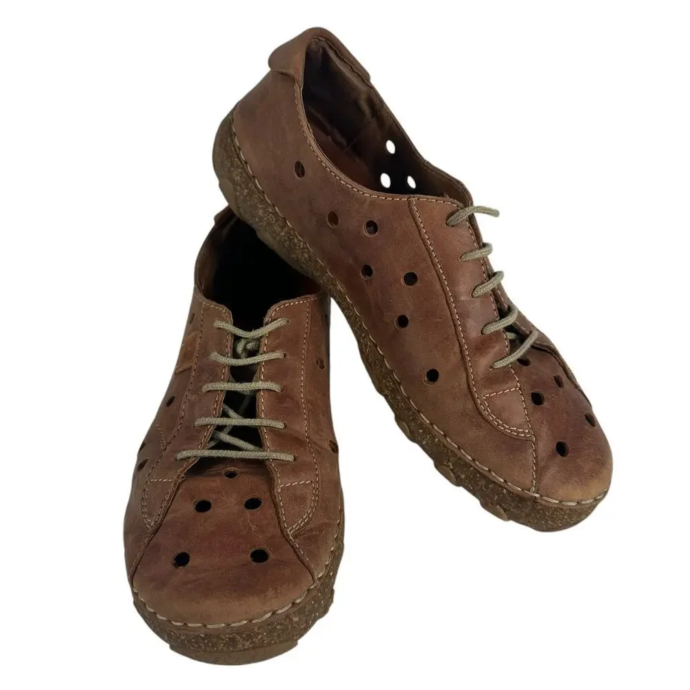 Josef Seibel Spirit of Nature Brown Leather Lace Up Comfort Shoe EU 37 US‎ 6-6.5
